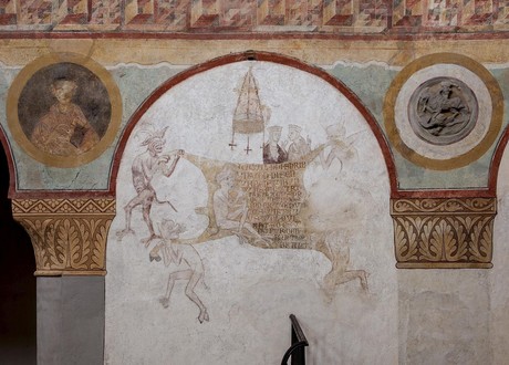 "Kuhhaut" von den Wandmalereien in der Kirche St. Georg, Reichenau