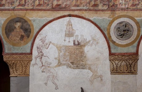 "Kuhhaut" von den Wandmalereien in der Kirche St. Georg, Reichenau